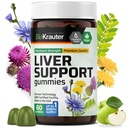 BIO KRAUTER Maksalisandi Gummies - 60 Vegan Chews w / Piimohakas, Dandelion Juur Maksa puhastamiseks & Detox - 80% Silimariin