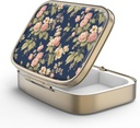 Pill Case Box koos Peegel Retro 2 Kompartment Väike pillid juhul rahakott või tasku pronksist Ristkülikukujuline Pill Box või vitamiinid, kalaõli, toidulisandeid, Pill Sisaldab Reisikingitused (Retro Rose Floral)