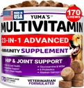 Koer Multivitamiini närimist Glükosamiini - Koer Vitamiinid ja toidulisandid - 170 ravi - Senior & kutsika multivitamiinid koertele - Puusa ja liigese tugi - Immuunsus Tervis, nahk, süda, seedimine, probiootikumid