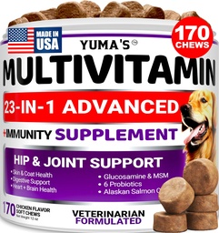 Koer Multivitamiini närimist Glükosamiini - Koer Vitamiinid ja toidulisandid - 170 ravi - Senior & kutsika multivitamiinid koertele - Puusa ja liigese tugi - Immuunsus Tervis, nahk, süda, seedimine, probiootikumid