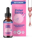 JoySpring Elderberry väikelastele ja lastele Immune Support Vedelik (1 fl oz) | Orgaaniline väikelapse Elderberry tilgad C-vitamiiniga | Looduslik maitse | Vegani lisand