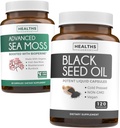 Musta seemne ja merisambla (1-kuuline varu) toitev musta seemne õli looduspakett 120 softgelkapslid (mitte-GMO & Vegan) Külmpressitud Nigella Sativa & Iiri mere sammalkapslid (mitte-GMO & Organic)