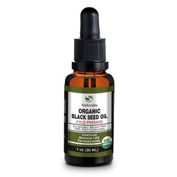 Orgaaniline musta seemne õli - USDA sertifitseeritud külmpressitud klaasi pudel üle 1,5% tümokinoon 3X tugevus Türgi Black Cumin Nigella Sativa non-GMO 100% puhas mustseemneõli (1oz klaasist tilguti pudel)