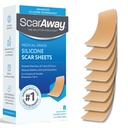 ScarAway Advanced Silicone Scar Sheets, Medical Grade Silicone Strips (1.5" x 3") Scar Treatment & Prevention for Surgical, Burn, Body, Hypertrophic & Keloid Scars Treatment, 8 Tan Reusable Sheets