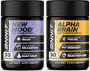 ONNIT Premium Alpha Brain Bundle - Nootropic Brain Supplement (30 Count) fookuse, kontsentratsiooni ja mälu jaoks + uus meeleolu täiendus stressi leevendamiseks, une ja meeleolu (30 loend)