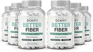 Orgaanika Ocean Better Fiber - Daily Fiber Supplement - Soft Stool for Effortless Bowel Movements - koos Psyllium Hulk ja Libe Elm - 6 pudelit