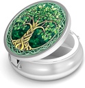 Pill Box-3 Kompartment Väikesed pillid kotti ja tasku Mini Metal Pill Holder Travel Pill konteineri hoida toidulisandeid BPA-vaba (Tree of Life)