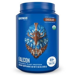 BIRDMAN Falcon Vegan Valk Pulber Orgaaniline, Stevia & Sugar Free, Taimne Valk, Madal Carb, Piimavaba, Keto, Non Whey Protein, Probiootikum, hernevalk | Šokolaadilõhn - 37 Servings - 2,64lb
