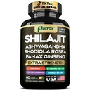 Shilajit Supplement, Panax Ginseng, Ashwagandha, Rhodiola Rosea, Cordyceps Mushroom, Stinging Nettle, Turmeric, Gingko Biloba – Pure Shilajit All in One Supplements for Men and Women (60 Caps)