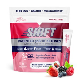 Real Ketones BHB Eksogeensed Ketoonid Jooge Segapakendid Keto Elektrolüüdid Pulberpakendid Ei Suhkur 4 peamise paadunud elektrolüütide Plus Hüdreerimine Patenteeritud Keto BHB - 30 Count Segatud Berry Kofeiin
