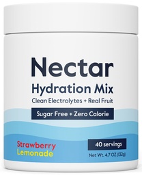Nectar Sugar Free Elektrolüüdid Pulber - Orgaaniline Puuvili Ei Suhkur Või Kalorid - Hüdratsioonipulber Dehüdratsiooni Relief ja Rehüdratsioon - Keto ja Paleo (Maasikas Lemonade 40 Serving Tub)