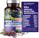 Premium 10 in 1 Immune Support Supplement [10 Potent Ingredients] Elderberry, vitamiin C, Echinacea, tsink ja probiootikum immuunsuse toetamiseks, soolestiku tervis ja parem seedimine, 60 Veg Caps