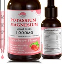 Kaaliummagneesiumtsitraadi lisand, magneesiumvedelik tilgad magneesiumglütsinaadiga 1000mg koos Ashwagandha,Zinc, Toetus Clam & Support Immune System (Maasikas, 2 FL.OZ.)