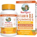 MaryRuth Organics Vitamiin D3 Gummies | 2 kuu pakkumine | Täiskasvanud ja lapsed Vitamiin D Gummy | Immune Support Supplement | VIT D3 1000IU luu tervise ja lihaste funktsiooni | Vegan | Mitte-GMO | Gluteenivaba | 60
