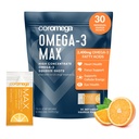 Coromega MAX 2400mg oomega-3 kalaõli + D-vitamiini pressimispaketid, looduslikult püütud, kala maitset ei ole - 3X parem imendumine kui pehmed, toetab aju ja südame tervist (30 serveerimist, tsitrusepurset)