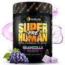 ALPHA LION Superhuman Pre Workout Powder, Beta Alanine, L-Taurine & Tri-Source Kofeiin Jätkusuutliku Energia Ja Keskendumise, Lämmastikoksiidi Ja Tsitrulliin Pumbale (21 Servings, Grapezilla)