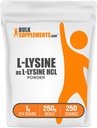 BulkSupplements.com L-Lysine pulber - lüsiini lisand, oluline aminohape, immuunsuse toetamiseks - gluteenivaba, 1 g serveerimise kohta, 250 g (8,8 oz) (pakk 1)
