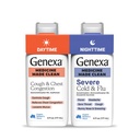 Genexa päevane köha ja ummikud + öine raske külm ja gripp Combo Pack, värvivaba, 0% kunstlikud lisandid, vedel multisümptom köha, külm, & gripp, orgaaniline mustikamaitse, 12 fl oz (2 Pack)