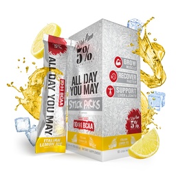 5% Nutrition Rich Piana AllDayYouMay BCAA Powder Stick Packs | Hydration Powder Packets | Electrolyte Drink Mix | Muscle Endurance & Recovery | Vegan & Keto | (Italian Lemon Ice) (10 Count)