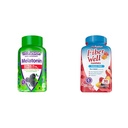 Vitafusion Extra Tugevus Melatoniin Kummi vitamiinid, 5mg, 120 ct Gummies & Fiber Well Sugar Free Fiber Supplement, virsik, maasikas ja BlackBerry Maitsestatud Toidulisandid, 90 Count