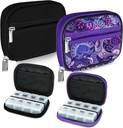 Serfeymi Weekly Travel Pill Korraldaja Pill Juhul rahakotiga Eemaldatav 7 päeva Pill Box, Moodne Reisimeditsiini Korraldaja Pill Konteiner Meditsiin, Vitamiin, täiendus - Must 01 + Purple 01