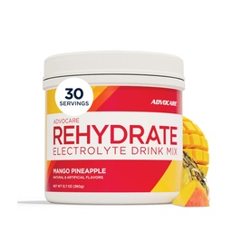 AdvoCare Rehüdraat - Elektrolüütide Joogi Segu - Sisaldab Magneesiumi, Naatriumi, Kaaliumi Ja Kaltsiumi - Antioksüdandid Ja Aminohappega rikastatud - Toetab Hüdreerimist Ja Taastamist - Mango Ananass, 12,7 oz