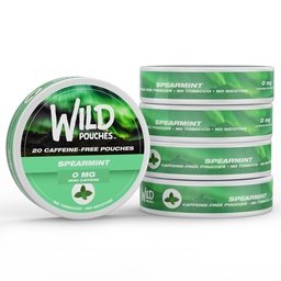 Wild 5 Pack 0mg Nicotine Free Pouches No Caffeine Spearmint - 20 x Caffeine Free Pouches