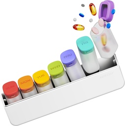 Nädala Pill Korraldaja 1 kord päevas - Travel Pill Box 7 päeva, suur ravim Pill Case Container Päevane ravim Vitamiin Supplement Kalaõli, Portable Nädala Pillid Korraldajad hoidja Dispenser, Valge