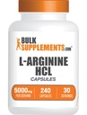 BulkSupplements.com L-arginiin HCl kapslid - lämmastikoksiidi lisand, Arginiini lisand - gluteenivaba, 8 kapslit serveerimise kohta (5000 mg), 240 loend (pakk 1)