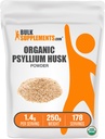 BulkSupplements.com Orgaaniline Psyllium Husk Pulber küpsetamiseks, Fiber Supplement - Gluteenivaba, 1,4 g Serving, 250 g (8,8 oz) (pakk 1)