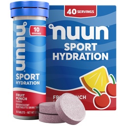 Nuun Sport elektrolüüt tabletid magneesiumi, kaltsiumi, kaaliumi, kloriidi ja naatriumi, gluteenivaba ja vegan, puuviljapunch, 4 Pack (40 Servings Total)