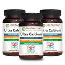 Puhas toitumine Ultra Kaltsium 1000mg VIT D3 + K2 | 270 Tabs (90 X Pack of 3) | Väga imenduv kaltsiumilisandi kaltsiumtsitraatmalaat, VIT D3, K2, Moringa Oleifera, Magneesium ja tsink.
