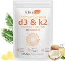 Vitamiin D3 K2 toidulisand Softgel, 2-in-1 mikrokoostisosad Vitamiin D3 10000 IU + 200 MCG Vitamiin K2, Kookosõli Softgels, Vaba GMO, Supplement Softgel (120Pcs)