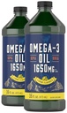 Carlyle Omega 3 kalaõli Vedelik | 1650mg | 32 fl oz (2 x 16oz pudelid) | Sidrunimaitse | Mitte-GMO & Gluteenivaba täiendus