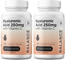 Puhas hüaluroonhappe lisa 250mg vitamiin C 50mg, 120 vegankapslid - naha hüdraat loodusliku kuma, juuste, küünte, luude ja liigeste tervise valem