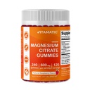 Vitamatic Magnesium Citrate Gummies 600mg per Serving - 240 Vegan Gummies - Natural Vaarika Maitse - Suur imendumine Magneesium Supplement - Toetab Närvi, Luude ja Lihaste Tervis