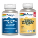 SOLARAY Super Omega 3, 7, 9 ja Magneesium Glütsinaat Bundle - olulised rasvhapped ja kelaatmagneesium Gisglütsinaat terve südame, luude ja lõõgastuse toetamiseks - 120 Softgels, 275 VegCaps