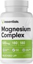 Magneesiumilisa 500 mg kapslid | Magneesiumikompleks glütsinaadi, tsitraadi ja oksiidiga | 3 aktiivset magneesiumi vormi | Kerge kõhuga | valmistatud USAs | Bucked Up Essentials (180 Servings)