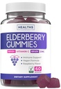 Vegan Sambucus Elderberry Gummies täiskasvanutele - Black Elderberry C-vitamiin ja tsink Gummies igapäevaseks ja hooajaliseks heaoluks - Maitsev ja toitev immuunsüsteemi tugikummy (1 kuu pakkumine)