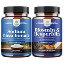 Bundle of High Purity Sodium Bicarbonate Capsules for Digestive Health Support & pH Balance and Diosmin Hesperidin 1000mg Complex for Circulation - Hesperidin & Diosmin Bitter Orange for Vein Support