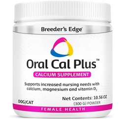 Breeder’s Edge Oral Cal Plus Powder, Calcium & Vitamin D₃ Whelping Supplement for Nursing Dogs and Cats, Supports Healthy Bones, Teeth & Lactation, 300g
