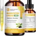 (2 Pack) Quercetin Vedel tilgad - Quercetin Supplements 700mg - 4X Tugevam kui pillid ja kapslid - 5 in 1 Quercetin koos Bromelain Elderberry Vitamiin immuunsuse respiratoorne heaolu - 2 Fl Oz * 2
