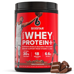 Six Star Whey Protein Powder Plus - lihaste hoone ja taastamise valem vadaku isolaatpulber, BCAAs, 30g valk, immuuntoetus - post-workout täiendus - kolmekordne šokolaad, 1,8 naela