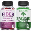 Atlantis Nutrition Sugar Free Prebiootikumid Fiber Gummies täiskasvanutele 2-Pakk (120 Gummies) + Supergreens 60 Gummies