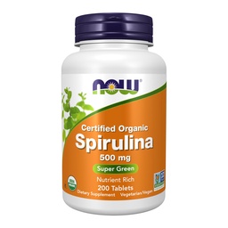 NOW Toidulisandid, orgaaniline Spirulina 500 mg vitamiinide, mineraalide ja GLA (gamma-linoleenhape), 200 tabletti