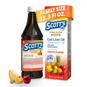 SCOTT'S EMULSION Cod Liver Oil Liquid – Fruits Flavor – Family Size – Supports Growth, Immunity & Bone Health – Rich in Omega 3 & Vitamins A+D – Easy-to-Take Fish Oil for Kids & Adults – 15.3 Fl Oz