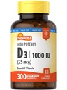 Sundance Vitamiin D3 1000 RÜ | 300 Softgels | Kõrge potentsi | Essentsiaalne Vitamiinivalem | Mitte-GMO ja Gluteenivaba toidulisand