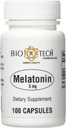 Bio-Tech farmakaalne melatoniin (5 mg), 100 kapslit - loomulik täiendus - une, südame-veresoonkonna, immuunsuse ja luude tervise toetamine - piimatooted, kala, gluteen, maapähklid, koorikloomad, GMOS ja soja - ei