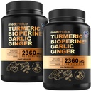 4-in-1 kurkum ja küüslaugu täiendused bioperiiniga - 2360mg kurkum ingveri juurkapslid küüslauguga - kõrge tugevusega taimse segu (120 ct, pakend 2)