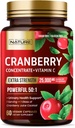 Ehitatud Nature Cranberry pillid 25 000mg - ekstra tugevus 50: 1 kontsentraat ekstrakti C-vitamiini - kuseteede tervise täiendada naistele - Non-GMO, suhkruvaba, vegan - 60 kapslit